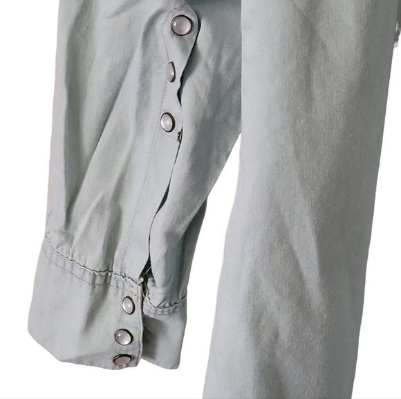 One Teaspoon Le Hustle Denim Jean Chambray Duster Trench Coat Jacket Size S - Picture 5 of 10